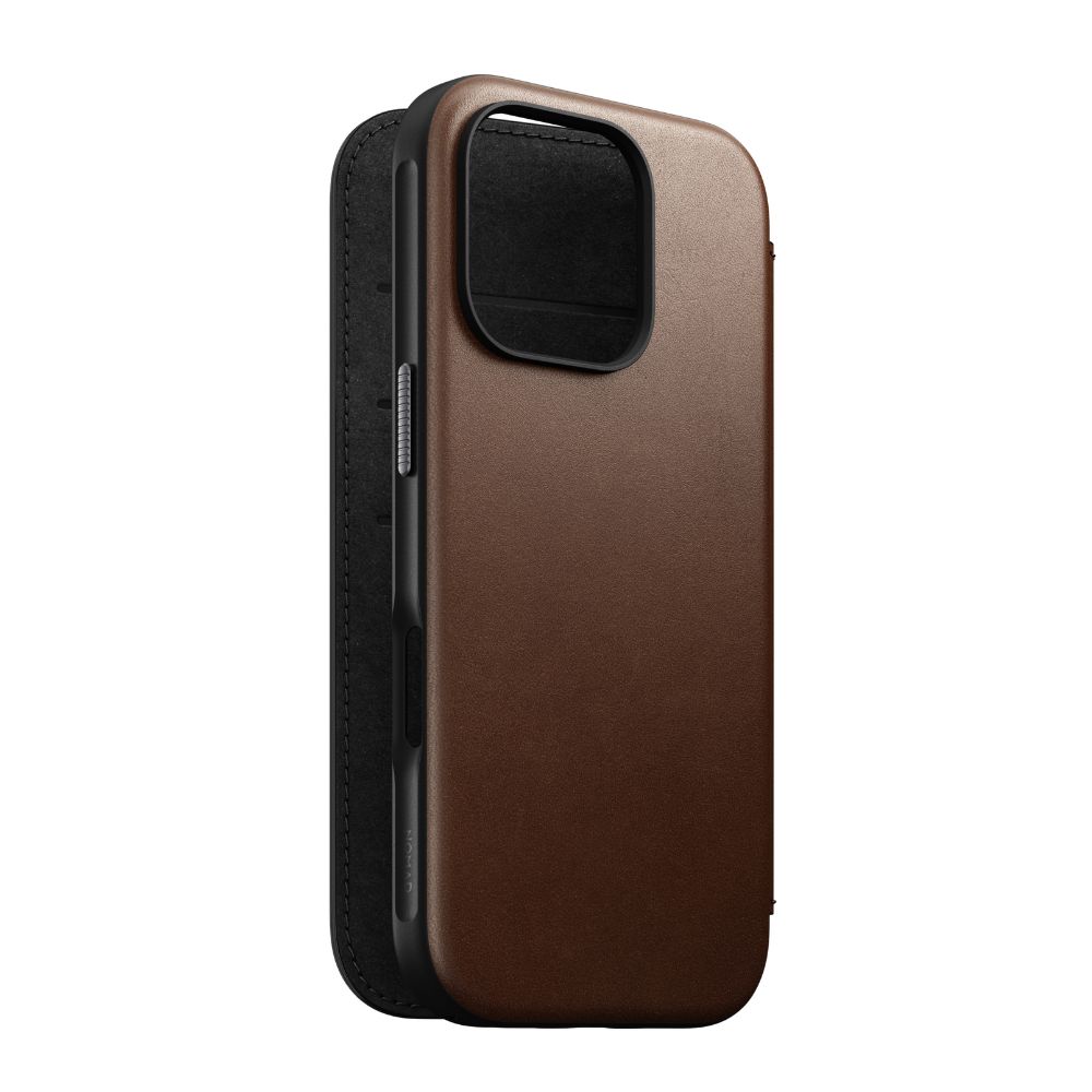 Nomad Modern Leather Folio iPhone 16 Pro (Brown) | CAVARATY